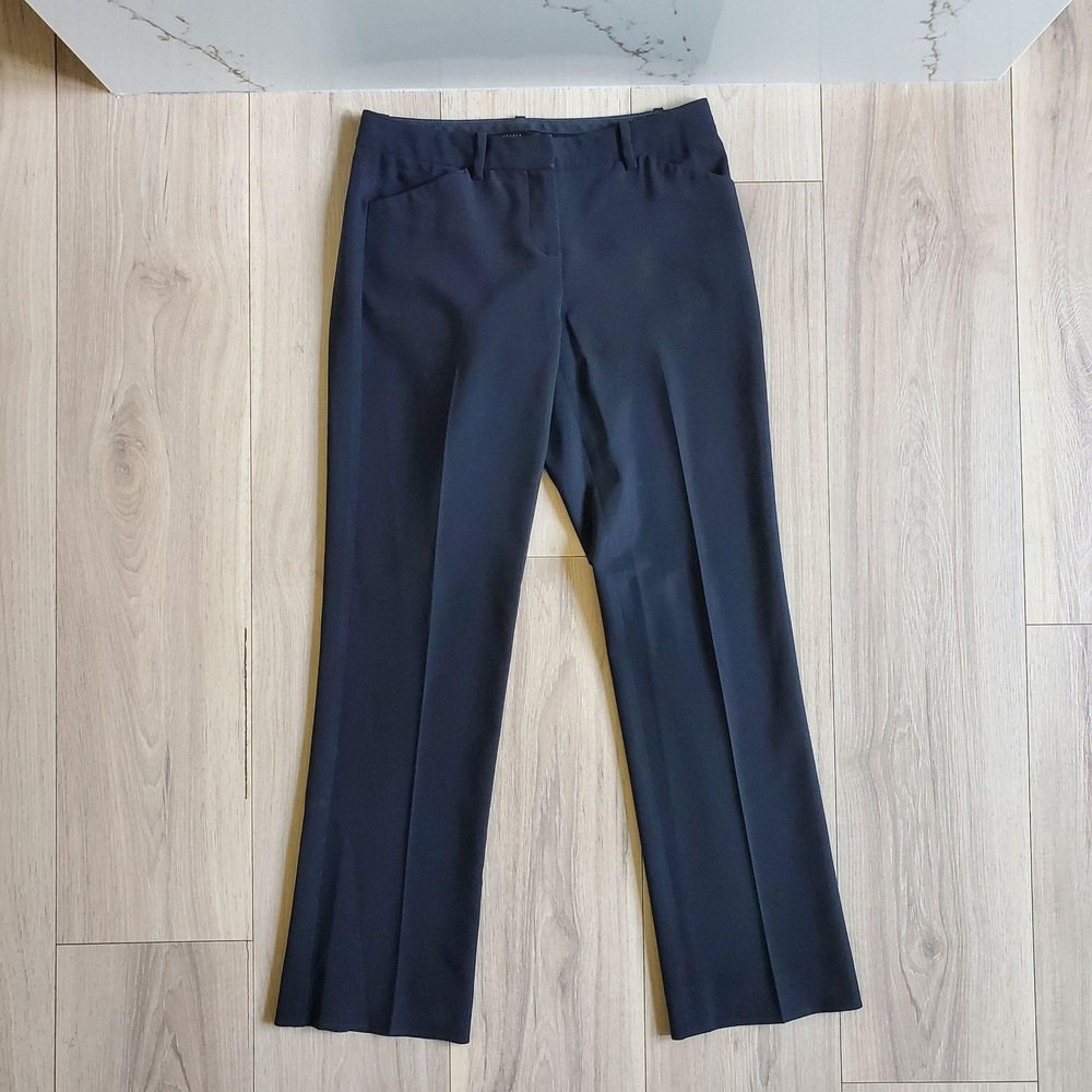 Theory Dress Pants Womens 0 Black Twill Lined‎ Stretch Wool Office Career USA